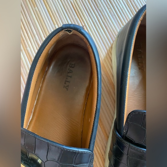 Bally Switzerland Heska 100 Gold Buckle Crocodile Imprint Loafer 9.5 40EU - Picture 9 of 10